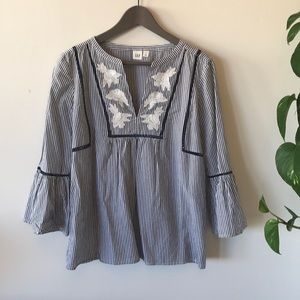 GAP Stripped Blouse embroidered with bell sleeves